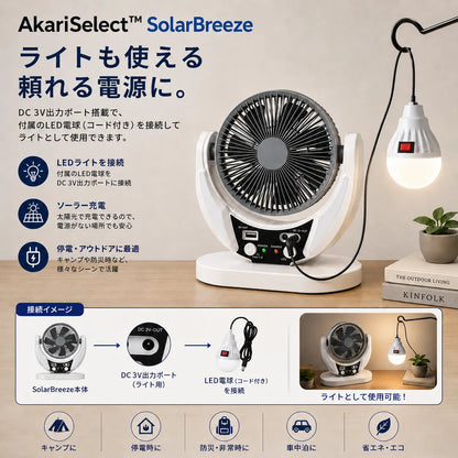 AkariSelect™ SolarBreezeソーラー充電式扇風機